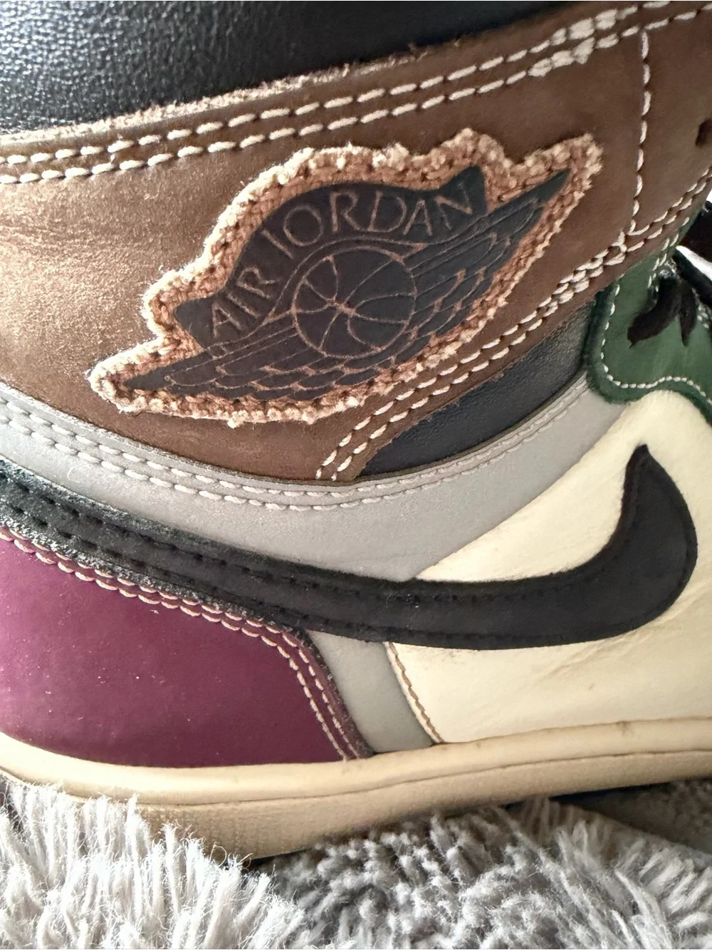 Nike High-Top Sneakers in Brown, Green, Cream & Black
